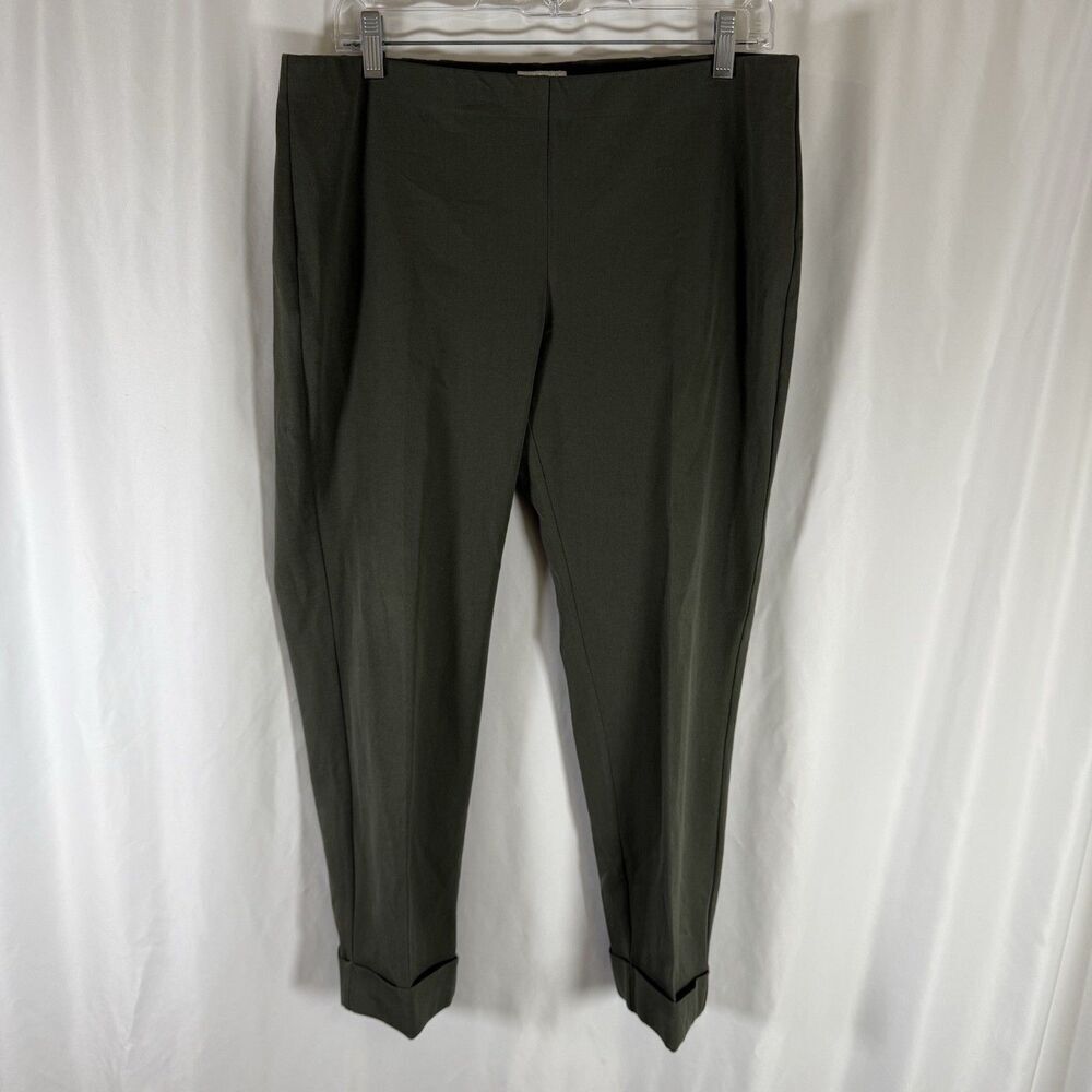 J Jill Bistretch Pants Women's 12 Petite Green Pull On Mid Rise Premium Cotton